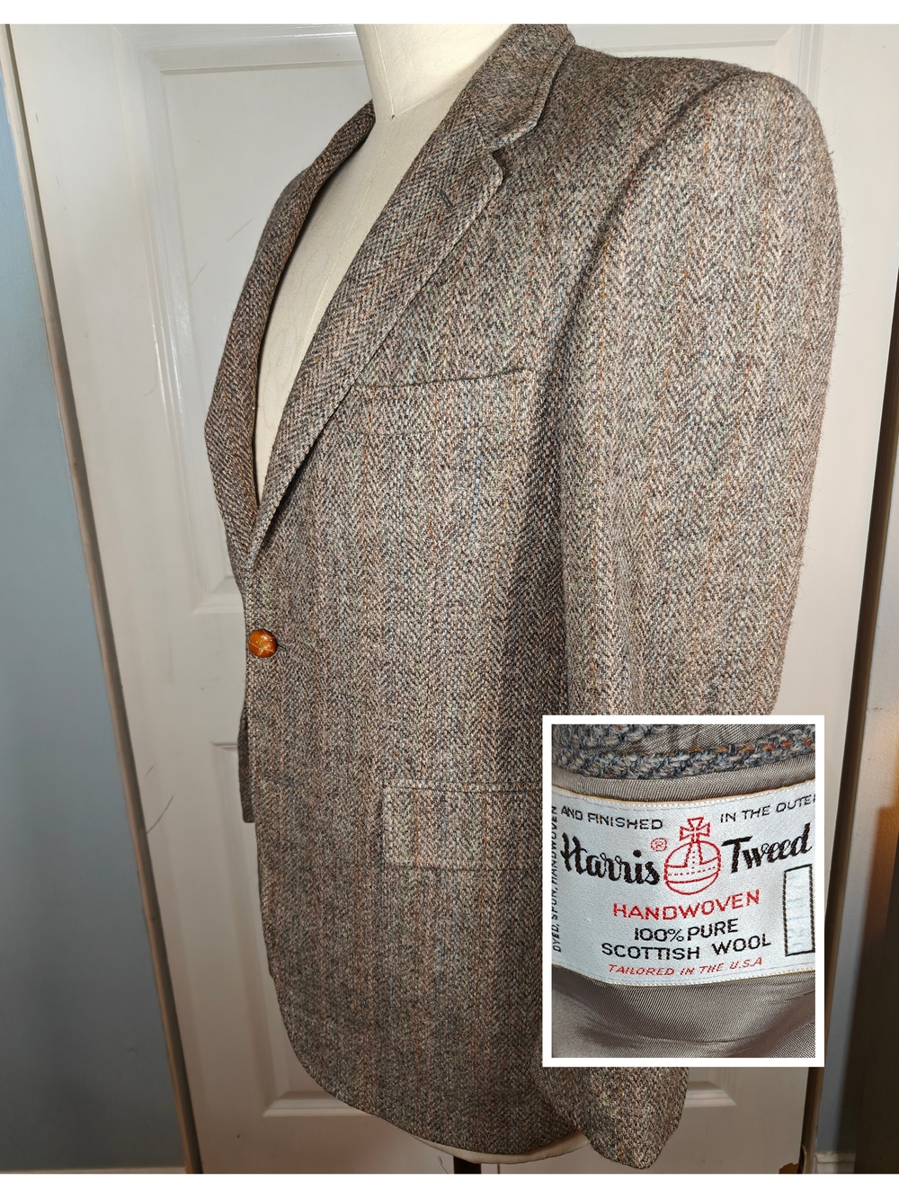 Harris Tweed Men's Brown Herringbone Sport Coat